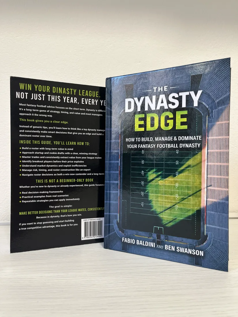 The Dynasty Edge book shown from the front and back